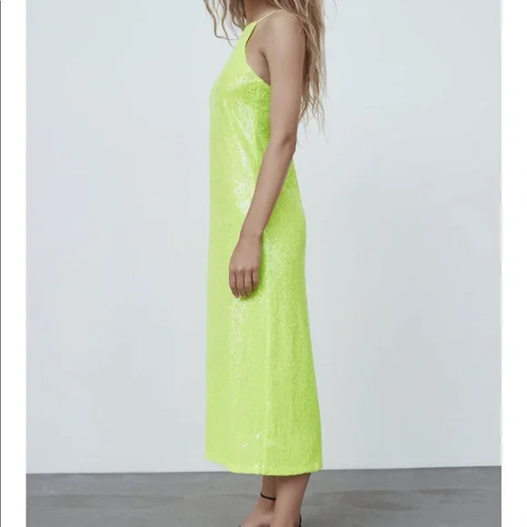 Zara sequin yellow dress - Picture 6 of 8